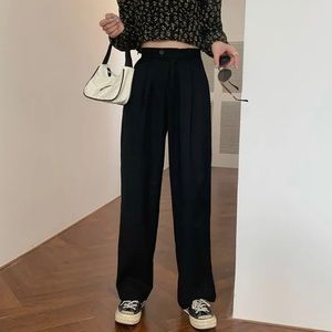 YesStyle Black High Waist Straight Leg Trousers